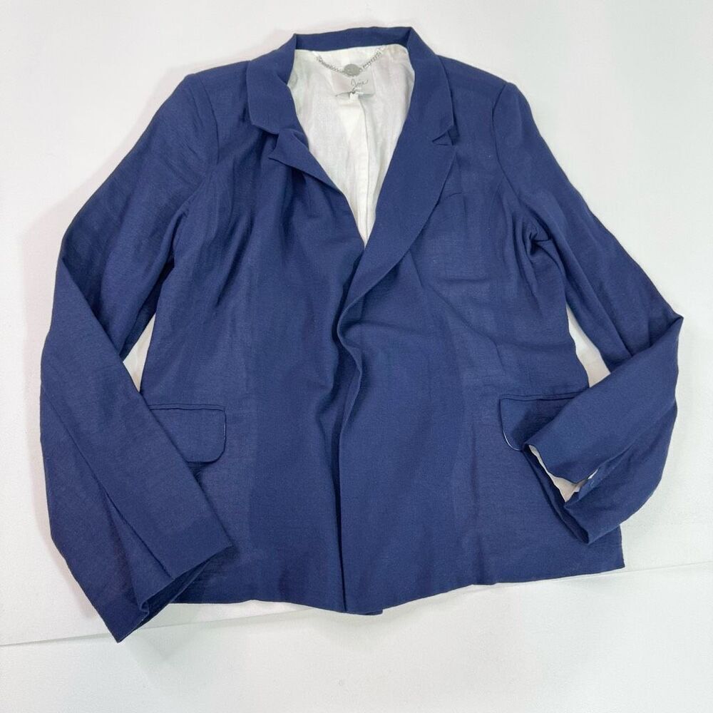 Joie Blazer Womens Size 8 Navy Blue Silk Blend Notch Collar Open Preppy Career - Picture 1 of 7
